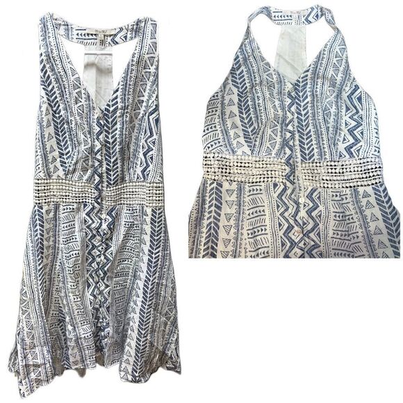 Miss Me Blue & White V-Neck Racer Back Dress - Picture 1 of 5